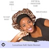 image:imageFunky Junque Satin Silk Sleep Bonnet Reversible Hair Wrap Cap  Premium satin sleep bonnet with reversible dualcolor design for bedtime hair protection curly styles amp braidsLeopardBlack