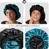 image:imageFunky Junque Satin Silk Sleep Bonnet Reversible Hair Wrap Cap  Premium satin sleep bonnet with reversible dualcolor design for bedtime hair protection curly styles amp braidsSea GreenBlack Tie Band