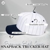 image:imageFunky Junque Trucker Snapback Hat  Lightweight Canvas Trucker Hat with Adjustable Snapback Golf Beach and Everyday Trendy Trucker Hats for Women and MenPinstripe  NavyWhite