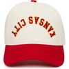 image:imageFunky Junque Upside Down City 2 Tone Trucker Hat Embroidered Baseball Cap  Structured 5 Panel cotton cap with 3D embroidery for street style weekend getaways game days amp music festivalsKansas City  RedBeige