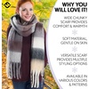 image:imageFunky Junque Womens Chunky Knit Plush Winter Scarf  Soft Warm Oversized Shawl Wrap in Multiple Stylish PatternsCheckered  Beige