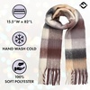 image:imageFunky Junque Womens Chunky Knit Plush Winter Scarf  Soft Warm Oversized Shawl Wrap in Multiple Stylish PatternsCheckered  Beige