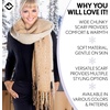 image:imageFunky Junque Womens Chunky Knit Plush Winter Scarf  Soft Warm Oversized Shawl Wrap in Multiple Stylish PatternsWide Stripe  Beige
