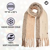 image:imageFunky Junque Womens Chunky Knit Plush Winter Scarf  Soft Warm Oversized Shawl Wrap in Multiple Stylish PatternsWide Stripe  Beige
