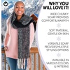 image:imageFunky Junque Womens Chunky Knit Plush Winter Scarf  Soft Warm Oversized Shawl Wrap in Multiple Stylish PatternsWide Stripe  Black