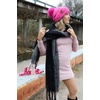image:imageFunky Junque Womens Chunky Knit Plush Winter Scarf  Soft Warm Oversized Shawl Wrap in Multiple Stylish PatternsWide Stripe  Black