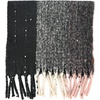 image:imageFunky Junque Womens Chunky Knit Plush Winter Scarf  Soft Warm Oversized Shawl Wrap in Multiple Stylish PatternsWide Stripe  Black