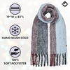 image:imageFunky Junque Womens Chunky Knit Plush Winter Scarf  Soft Warm Oversized Shawl Wrap in Multiple Stylish PatternsWide Stripe  Light Blue