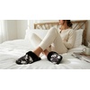 image:imageFunky Junque Womens Clog Slippers Faux Fur House Shoes  Faux fur slippers with soft polyester lining for lounging coffee runs mail checks casual outings amp giftingCow Print  Black