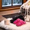 image:imageFunky Junque Womens Clog Slippers Faux Fur House Shoes  Faux fur slippers with soft polyester lining for lounging coffee runs mail checks casual outings amp giftingSequin  Hot Pink