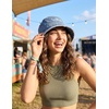 image:imageFunky Junque Womens Embroidered Bucket Hat  Lightweight Cotton Bucket Hat with Sun Protection Beach Festival and Sun Reversible Bucket Hats for WomenWild  Denim