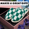 image:imageFunky Junque Womens Fuzzy House Slippers  Cozy Indoor Outdoor Fluffy Clog Christmas Slippers Soft Bedroom Shoes for WomenCheckered Sea Green