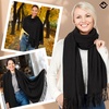 image:imageFunky Junque Womens Pashmina Scarf  Cashmere Feel Shawl Wrap for Weddings Evening Dresses amp Winter OutfitsBlack