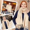 image:imageFunky Junque Womens Pashmina Scarf  Cashmere Feel Shawl Wrap for Weddings Evening Dresses amp Winter OutfitsDark Beige