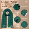 image:imageFunky Junque Womens Pashmina Scarf  Cashmere Feel Shawl Wrap for Weddings Evening Dresses amp Winter OutfitsForest Green