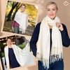 image:imageFunky Junque Womens Pashmina Scarf  Cashmere Feel Shawl Wrap for Weddings Evening Dresses amp Winter OutfitsIvory