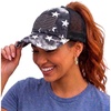 American Flag Star Print - Black W/Mesh