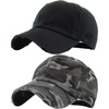 image:imageFunky Junque Distressed Cotton Dad Hat Low Profile Baseball Cap  Breathable 100 cotton dad hat with tuck amp slide metal buckle for everyday wear casual style amp allday comfort2 Pack  Black  Camo Black Distressed