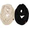 image:imageFunky Junque Infinity Scarf for Women  Oversized Chunky Cable Knit Warm Winter Womens Infinity Neck Scarves Circle Wrap2 Pack Beige  Black
