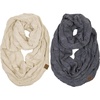 image:imageFunky Junque Infinity Scarf for Women  Oversized Chunky Cable Knit Warm Winter Womens Infinity Neck Scarves Circle Wrap2 Pack Beige  Charcoal