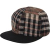 Brown Plaid W/ Faux Leather Brim
