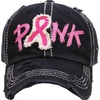 image:imageFunky Junque Pink Ribbon Awareness Cap Embroidered Cotton Baseball Hat  Soft cotton cap with embroidered pink ribbon for October awareness charity walks fundraising amp survivor giftsPink W Ribbon  Black