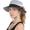 image:imageFunky Junque Ponytail Messy Bun Sun Hat UPF 50 Mesh Bucket Cap  Lightweight mesh ponytail bucket hat with openback hole for hiking running gardening beach amp fishingBlackGrey
