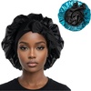 image:imageFunky Junque Satin Silk Sleep Bonnet Reversible Hair Wrap Cap  Premium satin sleep bonnet with reversible dualcolor design for bedtime hair protection curly styles amp braidsSea GreenBlack Tie Band