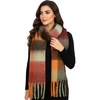 image:imageFunky Junque Womens Chunky Knit Plush Winter Scarf  Soft Warm Oversized Shawl Wrap in Multiple Stylish PatternsCheckered  Orange