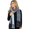 image:imageFunky Junque Womens Chunky Knit Plush Winter Scarf  Soft Warm Oversized Shawl Wrap in Multiple Stylish PatternsWide Stripe  Light Blue