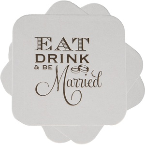 image:imageFunky Junque 12Pack Bulk Disposable Paper Bar Coasters for Drinks with Celebration Sayings 4x4 Inch Silver  Durable printed paper coasters with vibrant bachelorette designs for bridal showers weddings BBQs amp backyard parties12 Eat  Drink  Be Married Silver
