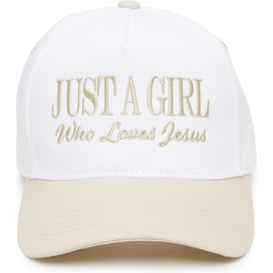 image:imageFunky Junque Adult Trucker Snapback Hat 2Tone Baseball Cap  5Panel Baseball Cap for Women and Men CottonPoly Blend Adjustable Fit Curved Brim Sun Protection for Golf Casual WearJust a Girl Who Loves Jesus  BeigeWhite