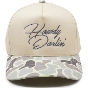 image:imageFunky Junque Adult Trucker Snapback Hat 2Tone Baseball Cap  5Panel Baseball Cap for Women and Men CottonPoly Blend Adjustable Fit Curved Brim Sun Protection for Golf Casual WearHowdy Darlin  Duck Camo  GreySageBeige Mix