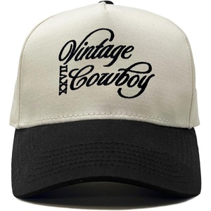 image:imageFunky Junque Adult Trucker Snapback Hat 2Tone Baseball Cap  5Panel Baseball Cap for Women and Men CottonPoly Blend Adjustable Fit Curved Brim Sun Protection for Golf Casual WearVintage Cowboy  BlackBeige