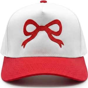 image:imageFunky Junque Adult Trucker Snapback Hat 2Tone Baseball Cap  5Panel Baseball Cap for Women and Men CottonPoly Blend Adjustable Fit Curved Brim Sun Protection for Golf Casual WearBow  RedBeige