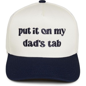 image:imageFunky Junque Adult Trucker Snapback Hat 2Tone Baseball Cap  5Panel Baseball Cap for Women and Men CottonPoly Blend Adjustable Fit Curved Brim Sun Protection for Golf Casual WearPut It on My Dads Tab  BeigeNavy