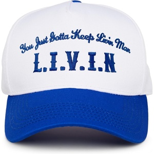 image:imageFunky Junque Adult Trucker Snapback Hat 2Tone Baseball Cap  5Panel Baseball Cap for Women and Men CottonPoly Blend Adjustable Fit Curved Brim Sun Protection for Golf Casual WearLivin  WhiteRoyal Blue
