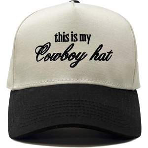 image:imageFunky Junque Adult Trucker Snapback Hat 2Tone Baseball Cap  5Panel Baseball Cap for Women and Men CottonPoly Blend Adjustable Fit Curved Brim Sun Protection for Golf Casual WearThis is My Cowboy Hat  BlackBeige