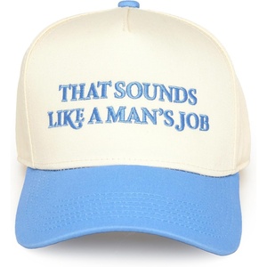 image:imageFunky Junque Adult Trucker Snapback Hat 2Tone Baseball Cap  5Panel Baseball Cap for Women and Men CottonPoly Blend Adjustable Fit Curved Brim Sun Protection for Golf Casual WearThat Sounds Like a Mans Job  BeigeLight Blue