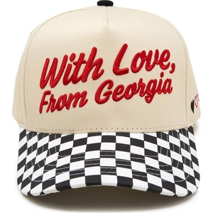image:imageFunky Junque Adult Trucker Snapback Hat 2Tone Baseball Cap  5Panel Baseball Cap for Women and Men CottonPoly Blend Adjustable Fit Curved Brim Sun Protection for Golf Casual WearWith Love  from Georgia  Checker Print  BlackBeige