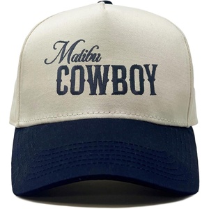 image:imageFunky Junque Adult Trucker Snapback Hat 2Tone Baseball Cap  5Panel Baseball Cap for Women and Men CottonPoly Blend Adjustable Fit Curved Brim Sun Protection for Golf Casual WearMalibu Cowboy  NavyBeige