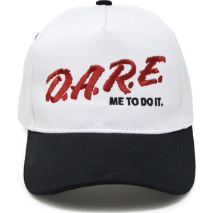 image:imageFunky Junque Adult Trucker Snapback Hat 2Tone Baseball Cap  5Panel Baseball Cap for Women and Men CottonPoly Blend Adjustable Fit Curved Brim Sun Protection for Golf Casual WearDare Me to Do It  BlackWhite