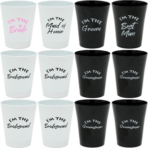 image:imageFunky Junque Bridal Party Shot Glass Set 4  Im the  Shatterproof reusable shot glasses for weddings bachelorette parties bridal showers birthdays amp celebrations12  Im the  Bridal Party Pack  Bride  Groom Sides