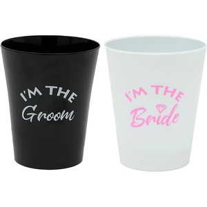 image:imageFunky Junque Bridal Party Shot Glass Set 4  Im the  Shatterproof reusable shot glasses for weddings bachelorette parties bridal showers birthdays amp celebrations2  Im the  Bride WhitePink  Groom Pack