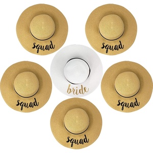 image:imageFunky Junque Bridal Straw Sun Hat Embroidered Bachelorette Party  Woven paper straw bridal hat with embroidered cursive sayings for beach outings bachelorette parties amp sunny days6 Pack 1 Bride WhiteGold  5 Squad