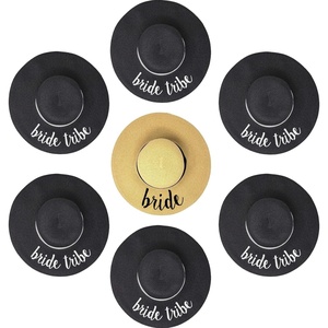 image:imageFunky Junque Bridal Straw Sun Hat Embroidered Bachelorette Party  Woven paper straw bridal hat with embroidered cursive sayings for beach outings bachelorette parties amp sunny days7 Pack 1 Bride  6 Bride Tribes Black