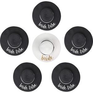 image:imageFunky Junque Bridal Straw Sun Hat Embroidered Bachelorette Party  Woven paper straw bridal hat with embroidered cursive sayings for beach outings bachelorette parties amp sunny days6 Pack 1 Bride WhiteGold  5 Bride Tribes Black