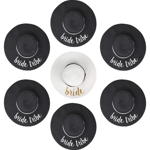 image:imageFunky Junque Bridal Straw Sun Hat Embroidered Bachelorette Party  Woven paper straw bridal hat with embroidered cursive sayings for beach outings bachelorette parties amp sunny days7 Pack 1 Bride WhiteGold  6 Bride Tribes Black