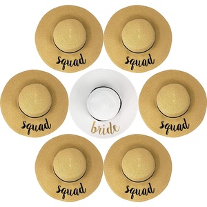 image:imageFunky Junque Bridal Straw Sun Hat Embroidered Bachelorette Party  Woven paper straw bridal hat with embroidered cursive sayings for beach outings bachelorette parties amp sunny days7 Pack 1 Bride WhiteGold  6 Squads