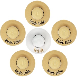 image:imageFunky Junque Bridal Straw Sun Hat Embroidered Bachelorette Party  Woven paper straw bridal hat with embroidered cursive sayings for beach outings bachelorette parties amp sunny days6 Pack 1 Bride WhiteGold  5 Bride Tribes